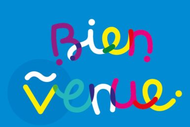 Bienvenue en lettres stylisées et colorées
