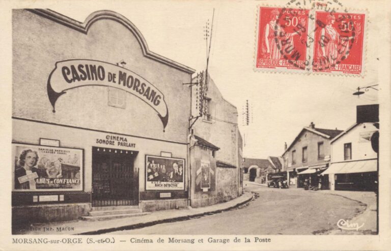 Le cinéma et la garage de la Poste (carte postale, 1938)