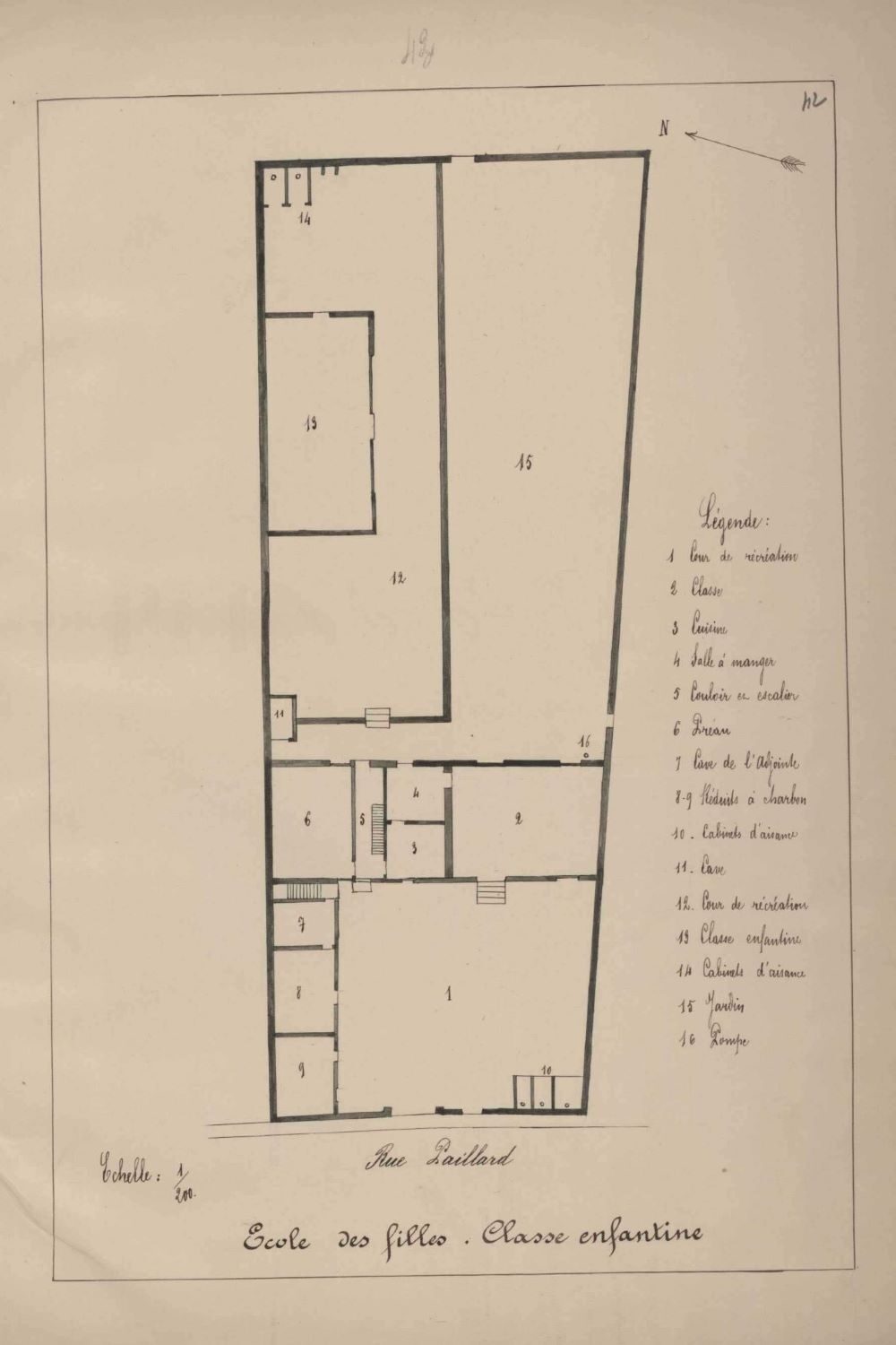 Plan de l'école des filles (1883)